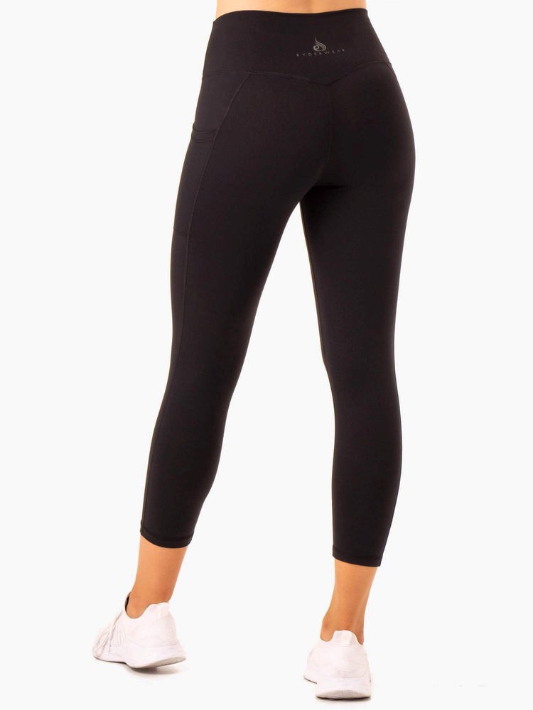 Ryderwear Action High Waisted 7/8 Pocket Leggings Czarne | PURCHJ985