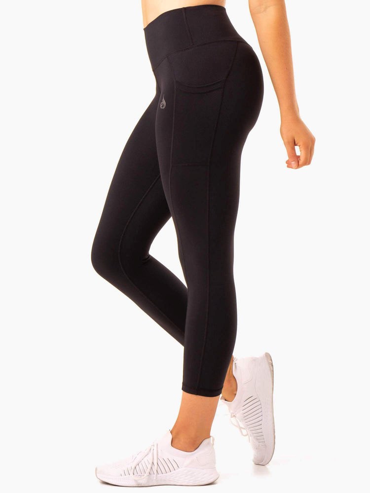 Ryderwear Action High Waisted 7/8 Pocket Leggings Czarne | PURCHJ985