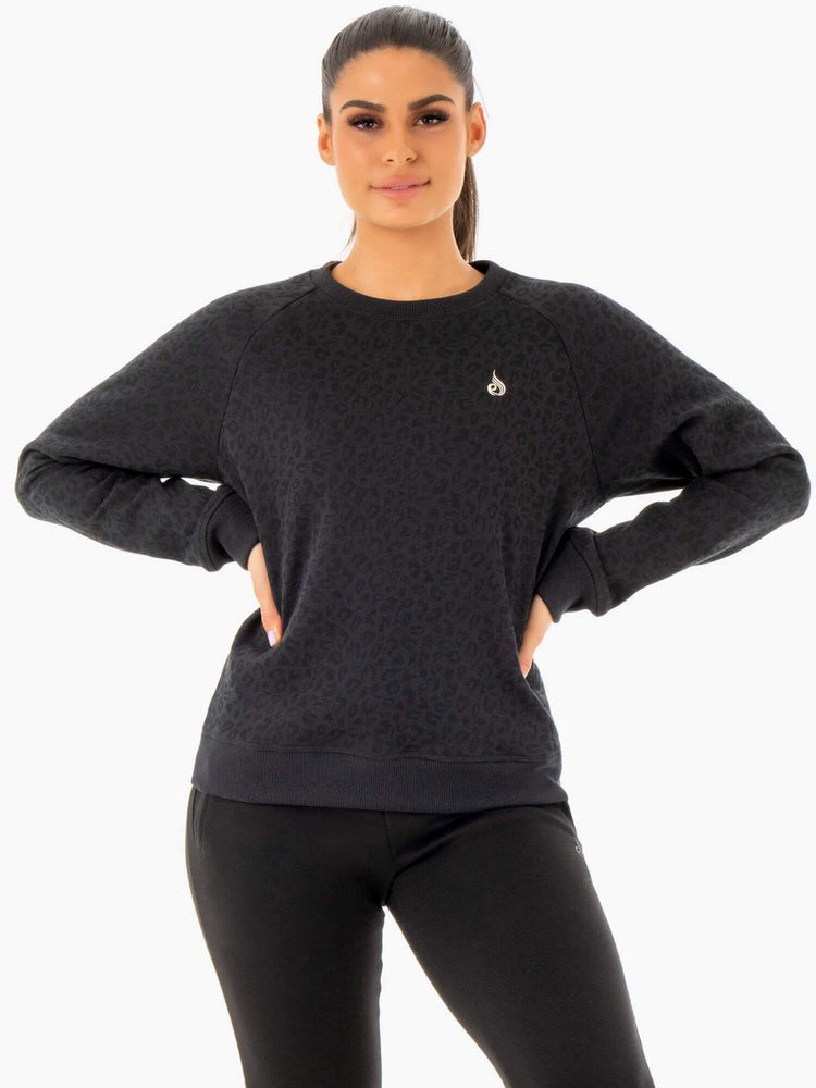 Ryderwear Adapt Boyfriend Swetry Czarne Panterka | HBMAER850