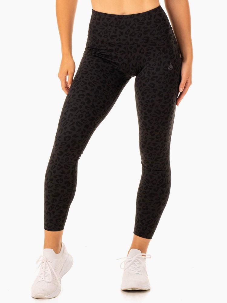 Ryderwear Adapt High Waisted Scrunch Leggings Czarne Panterka | GOWIBT980