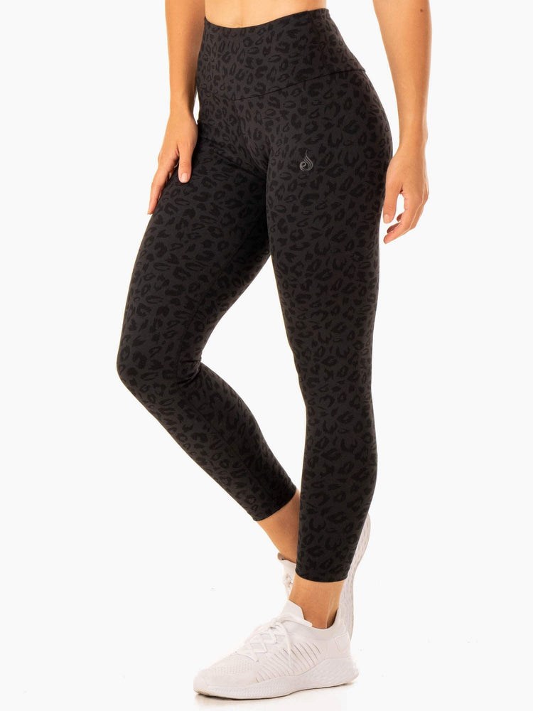 Ryderwear Adapt High Waisted Scrunch Leggings Czarne Panterka | GOWIBT980