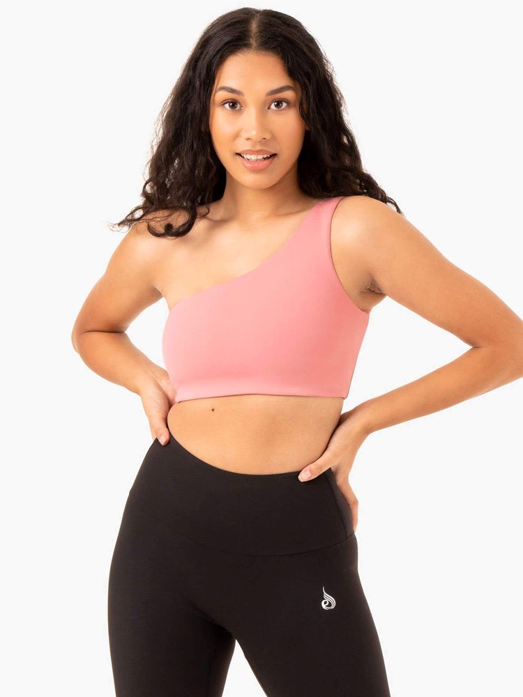 Ryderwear Adapt One Shoulder Sports Bra Różowe | AOBJIH136