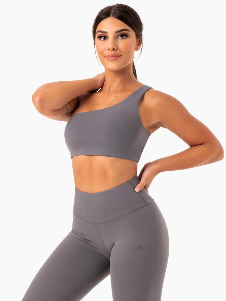 Ryderwear Adapt One Shoulder Sports Bra Szare | FPUOMT204