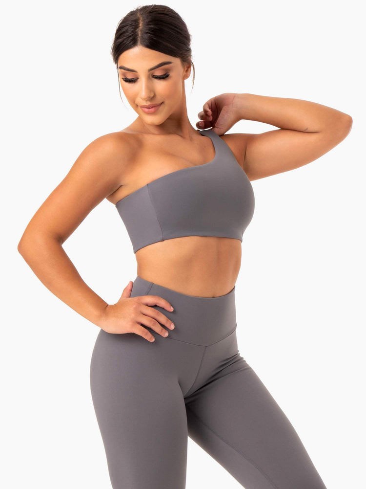 Ryderwear Adapt One Shoulder Sports Bra Szare | FPUOMT204