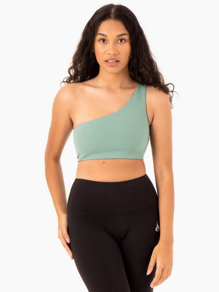 Ryderwear Adapt One Shoulder Sports Bra Sage | HNBWXQ640