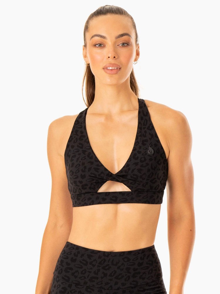 Ryderwear Adapt Twist Sports Bra Czarne Panterka | XELCKJ872