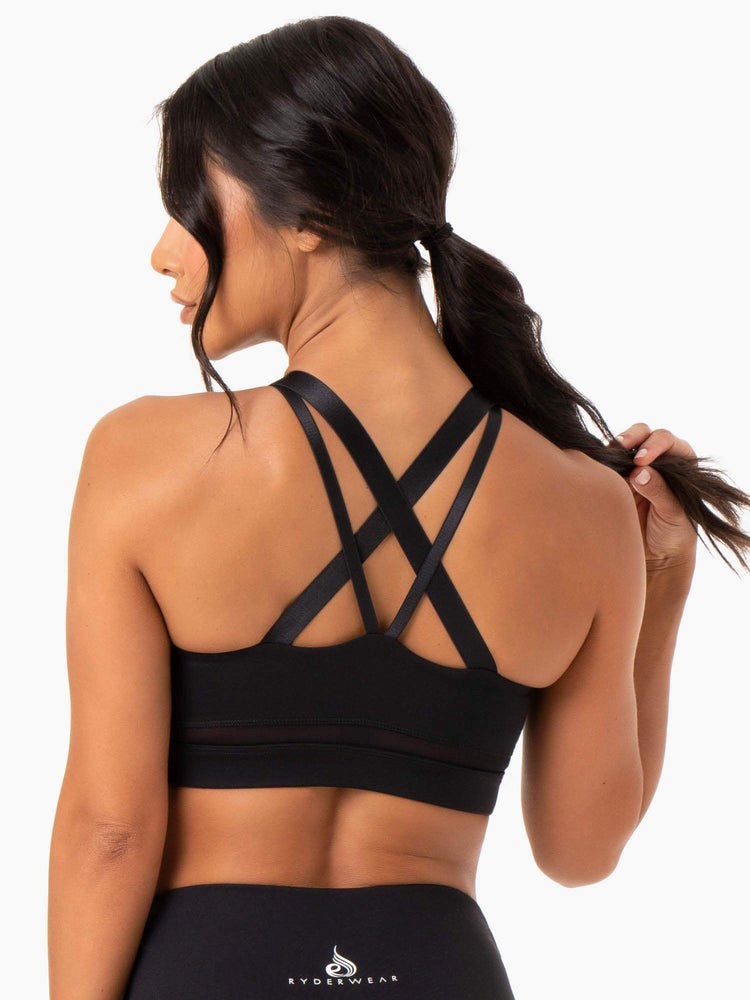 Ryderwear Amazon Mesh Sports Bra Czarne | FNSMZG385