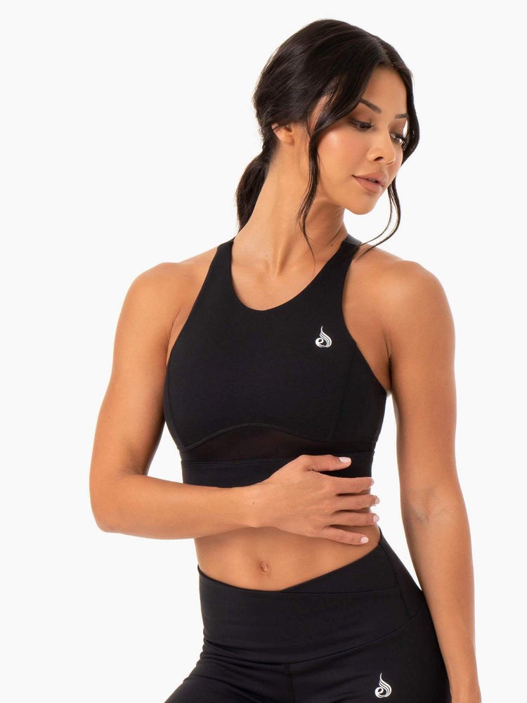 Ryderwear Amazon Mesh Sports Bra Czarne | FNSMZG385