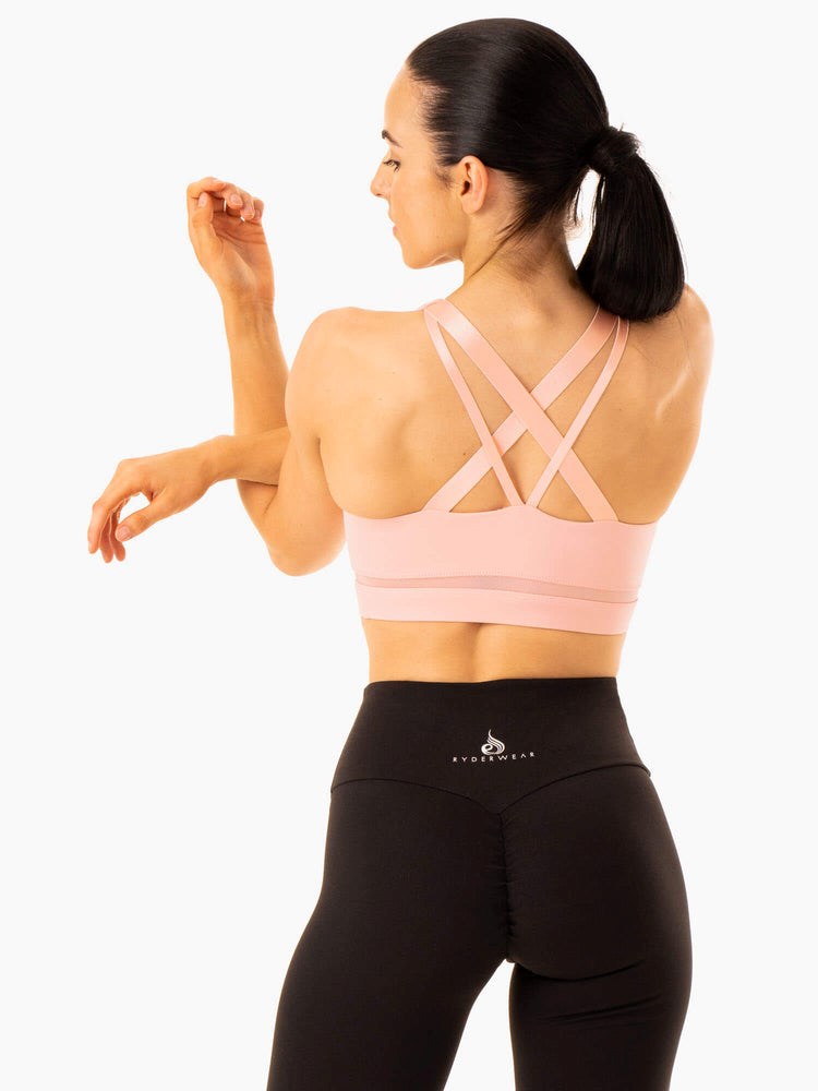 Ryderwear Amazon Mesh Sports Bra Różowe | PYENOR321