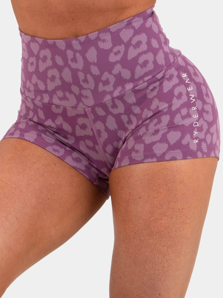 Ryderwear Animal Scrunch Bum Shorts Panterka Fioletowe | RYLPBK162