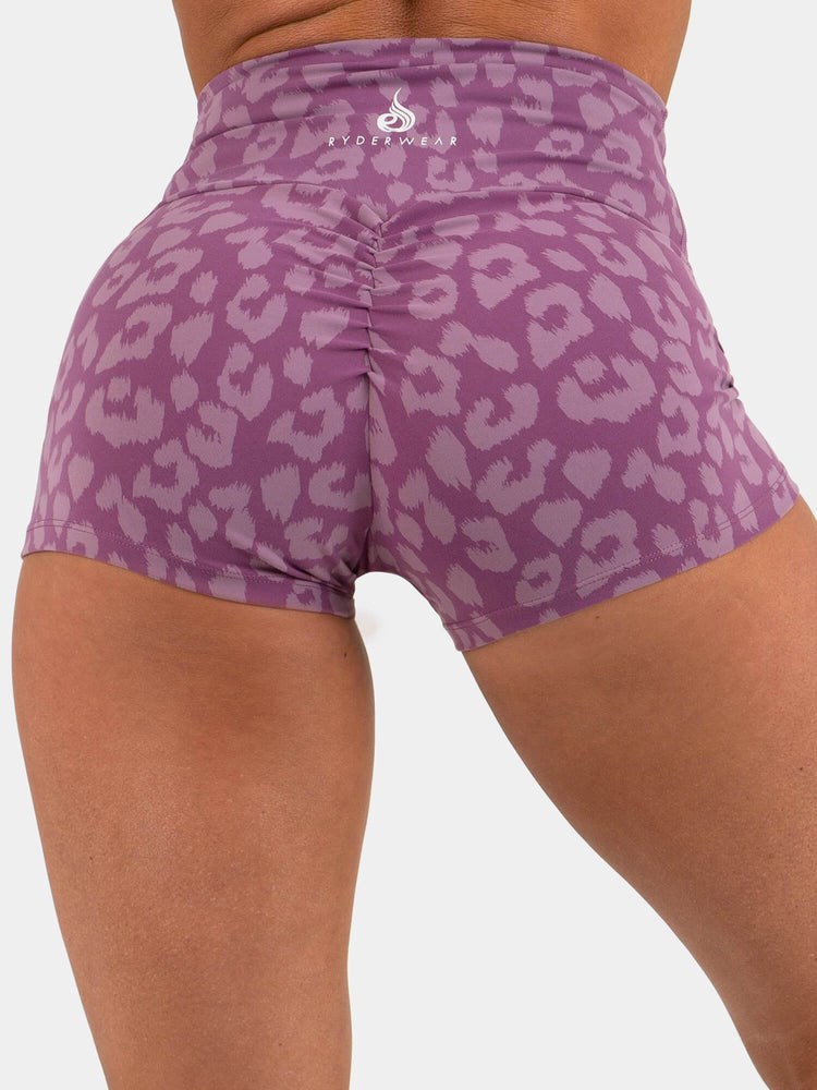 Ryderwear Animal Scrunch Bum Shorts Panterka Fioletowe | RYLPBK162