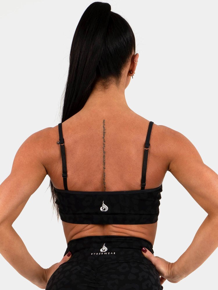 Ryderwear Animal Sports Bra Panterka Czarne | RTJBHV857