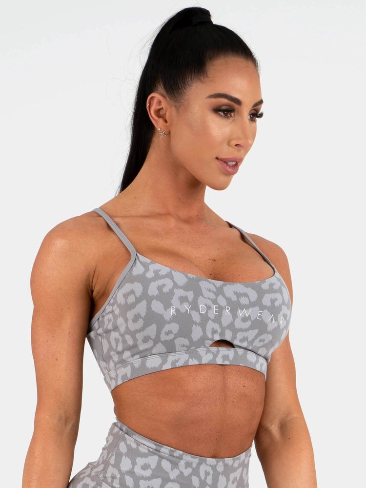 Ryderwear Animal Sports Bra Panterka Szare | TAHJIC085