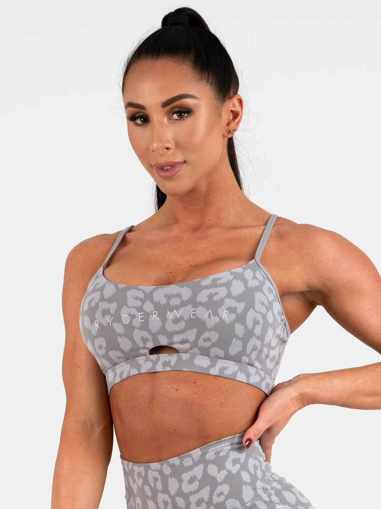 Ryderwear Animal Sports Bra Panterka Szare | TAHJIC085