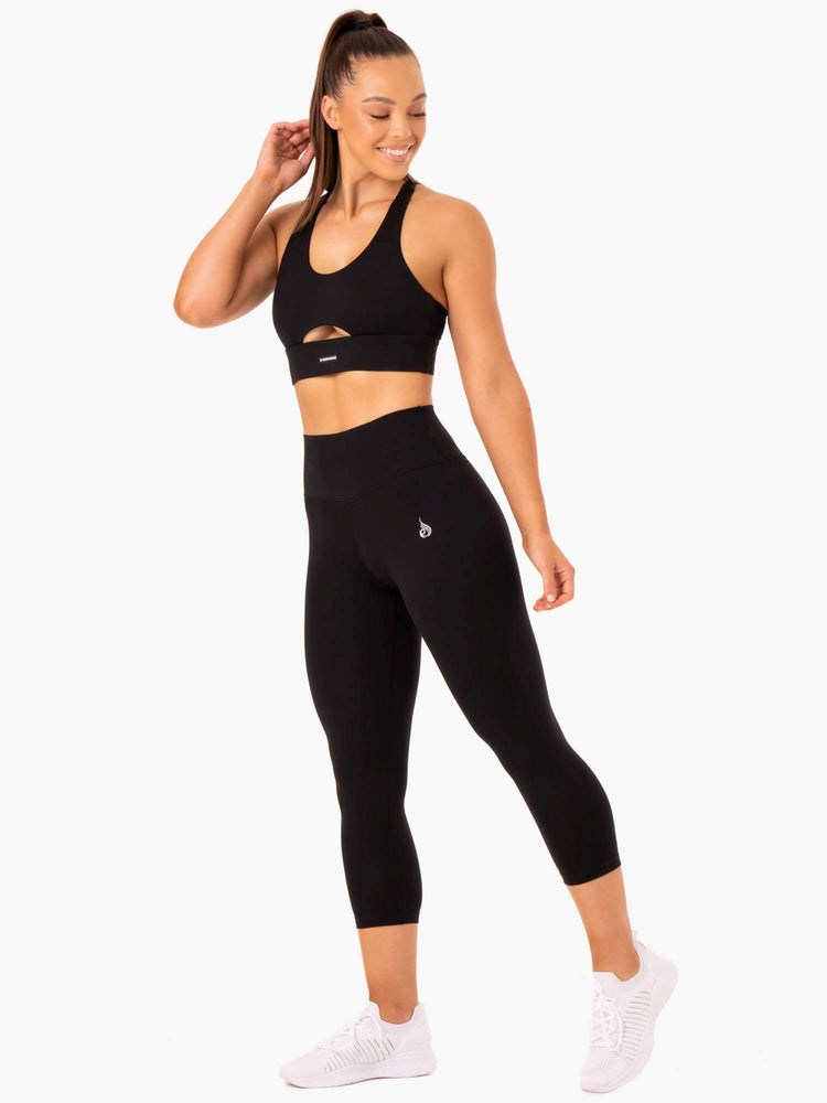 Ryderwear Base 7/8 High Waisted Leggings Czarne | GJYOWU016