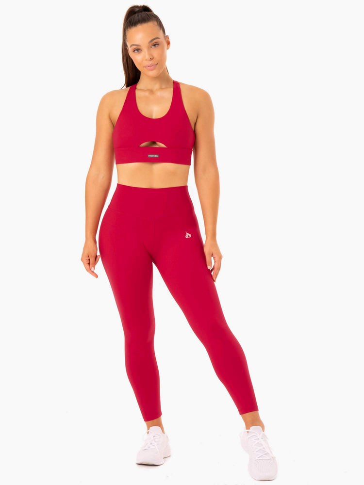 Ryderwear Base Full Length High Waisted Leggings Czerwone | DAKUVE305