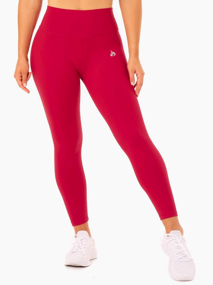 Ryderwear Base Full Length High Waisted Leggings Czerwone | DAKUVE305