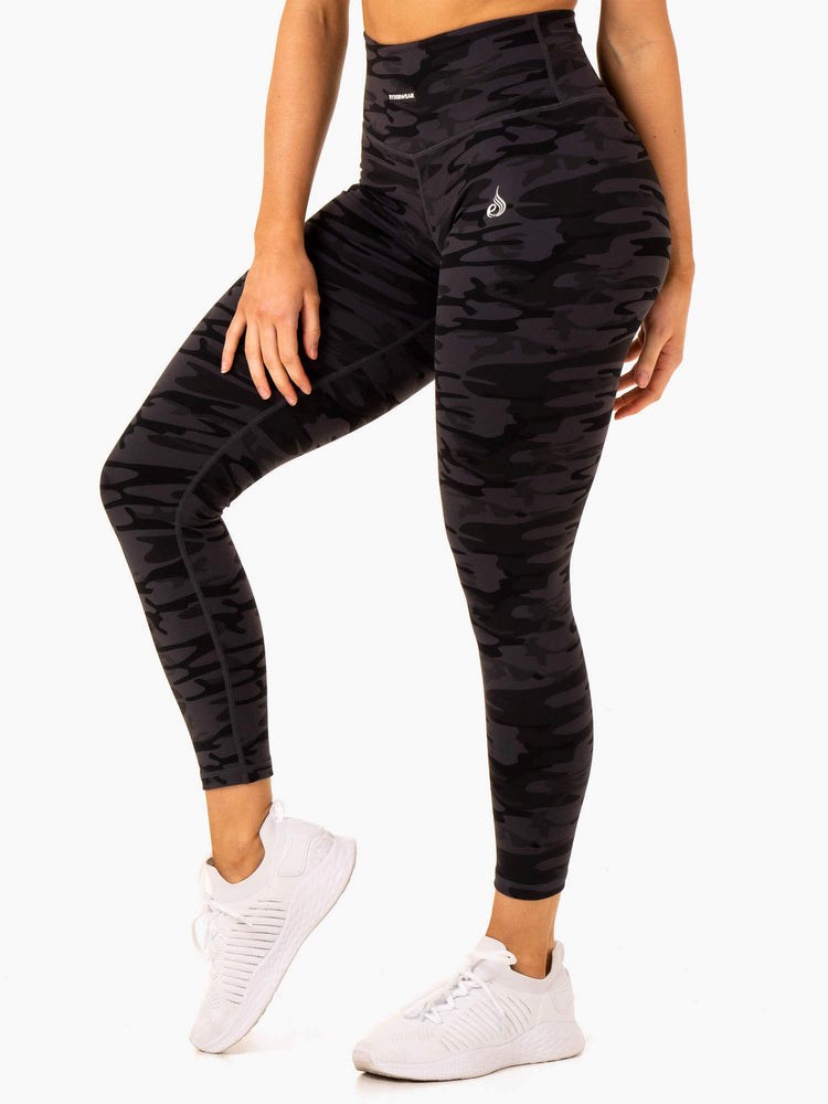 Ryderwear Base Full Length Legging Czarne Camo | IENSDH807