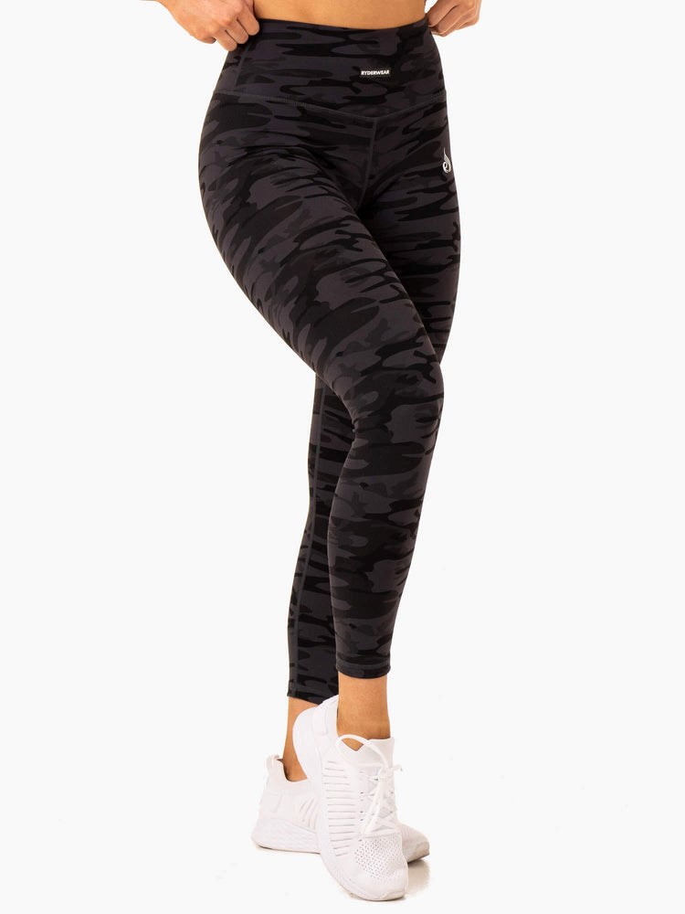 Ryderwear Base Full Length Legging Czarne Camo | IENSDH807