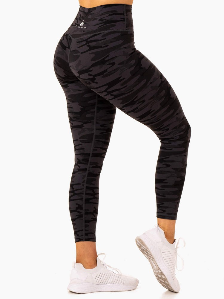 Ryderwear Base Full Length Legging Czarne Camo | IENSDH807