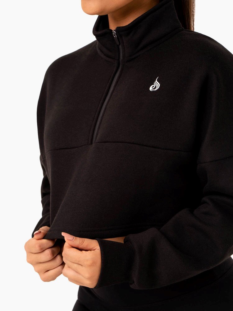 Ryderwear Base Half Zip Jumper Czarne | NOIBTP780