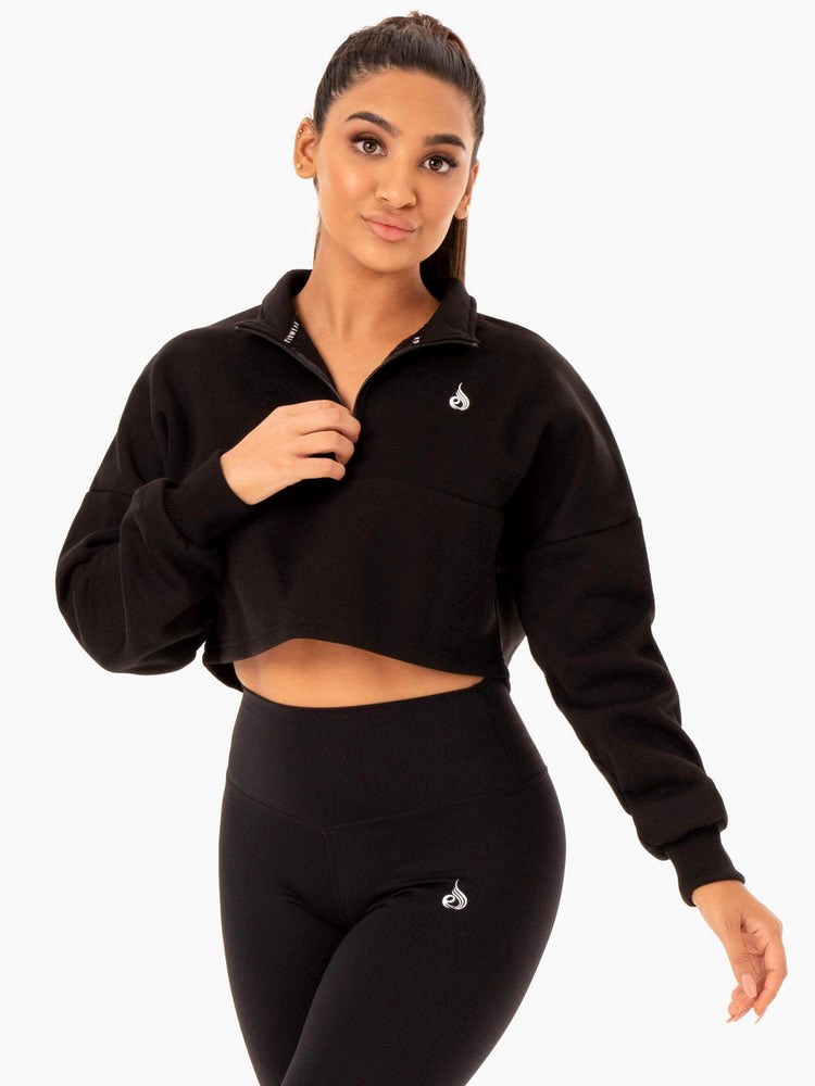 Ryderwear Base Half Zip Jumper Czarne | NOIBTP780