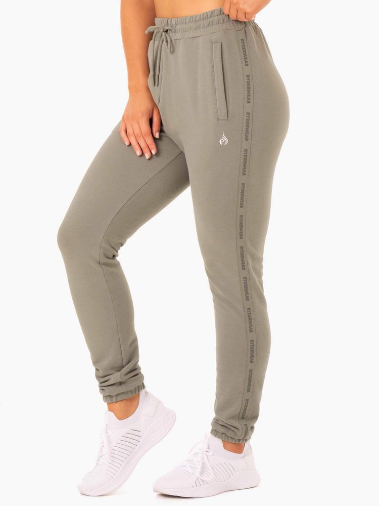 Ryderwear Base High Waisted Track Pants Khaki | LTQOWP158