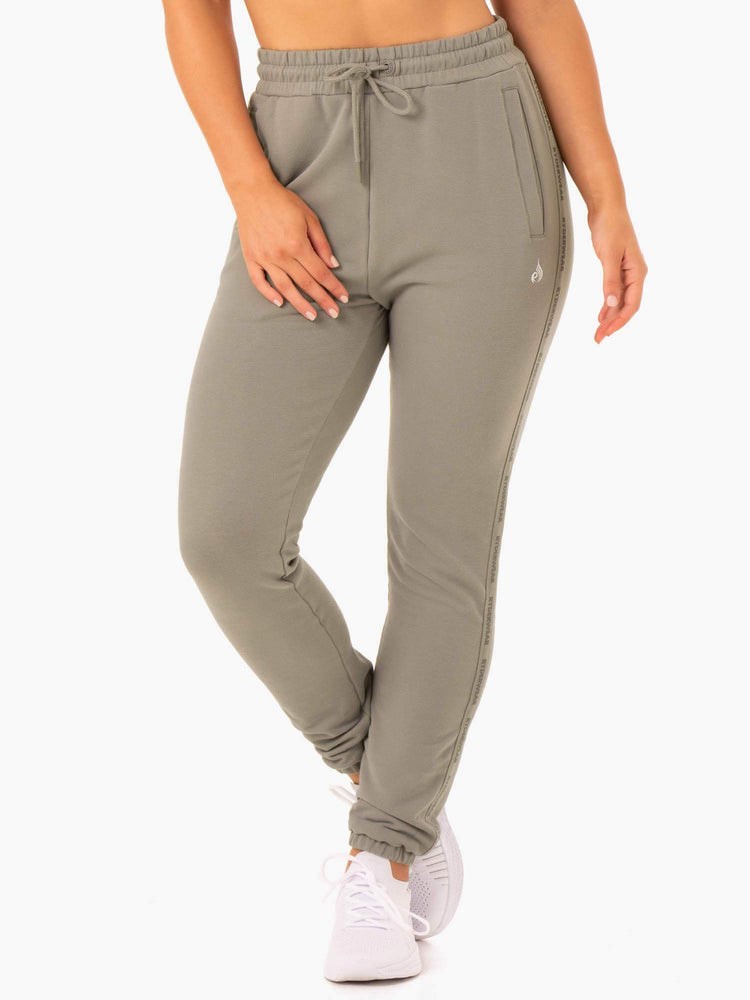 Ryderwear Base High Waisted Track Pants Khaki | LTQOWP158