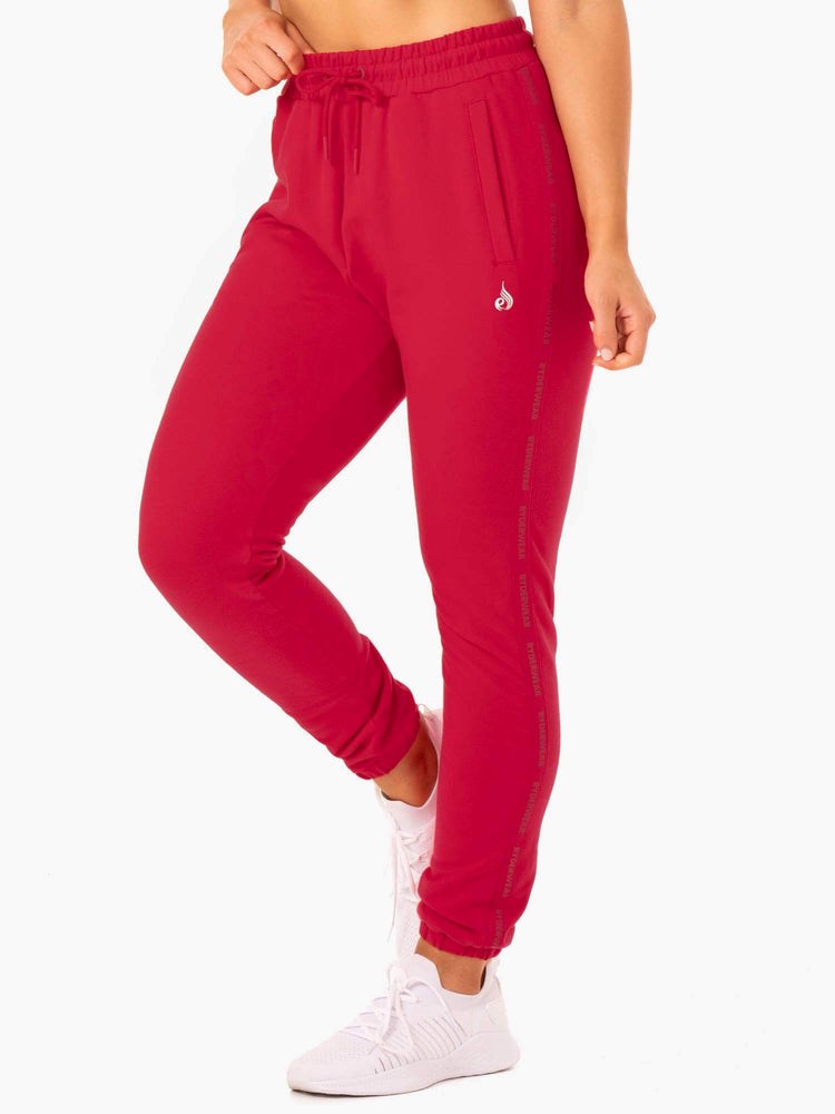 Ryderwear Base High Waisted Track Pants Czerwone | RAWTNF567