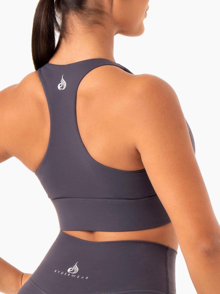 Ryderwear Base Racer Back Sports Bra Charcoal | ZBYTOG357