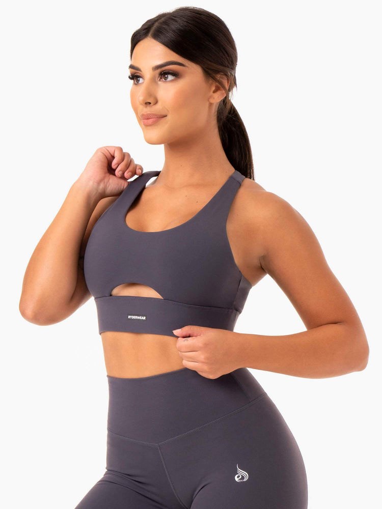 Ryderwear Base Racer Back Sports Bra Charcoal | ZBYTOG357