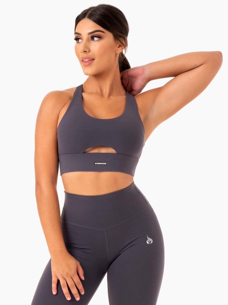 Ryderwear Base Racer Back Sports Bra Charcoal | ZBYTOG357