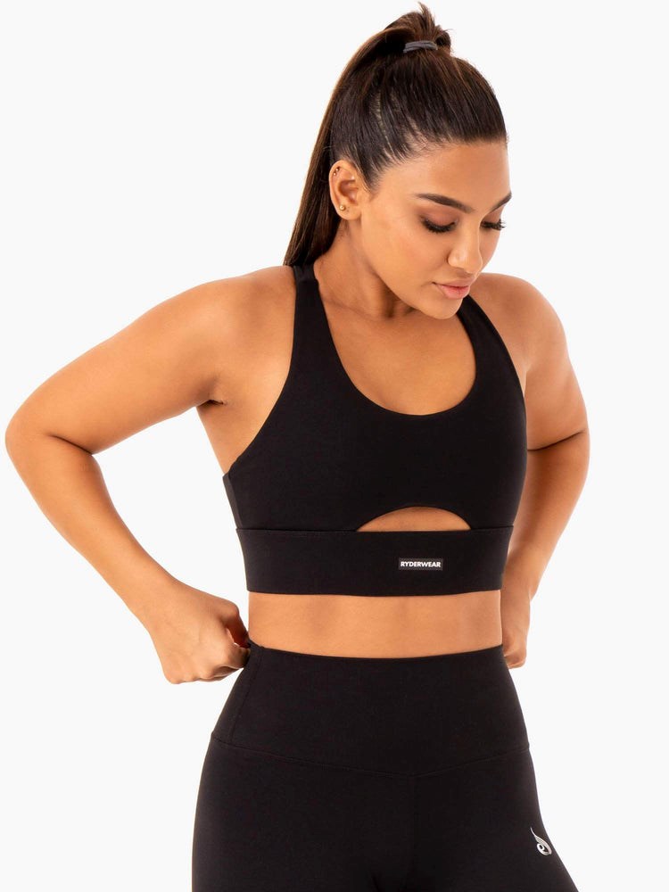 Ryderwear Base Racer Back Sports Bra Czarne | NEFPAQ410