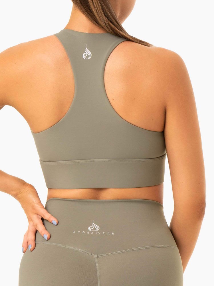 Ryderwear Base Racer Back Sports Bra Khaki | IVWQDE680