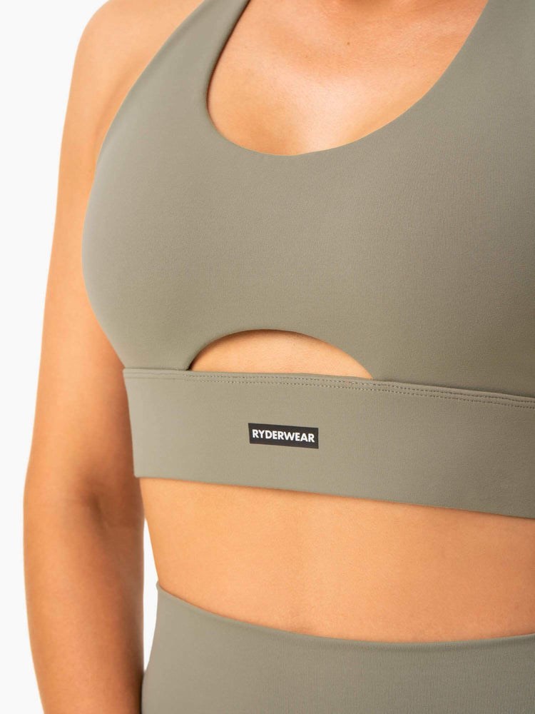 Ryderwear Base Racer Back Sports Bra Khaki | IVWQDE680