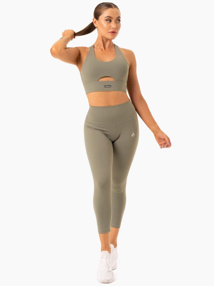 Ryderwear Base Racer Back Sports Bra Khaki | IVWQDE680