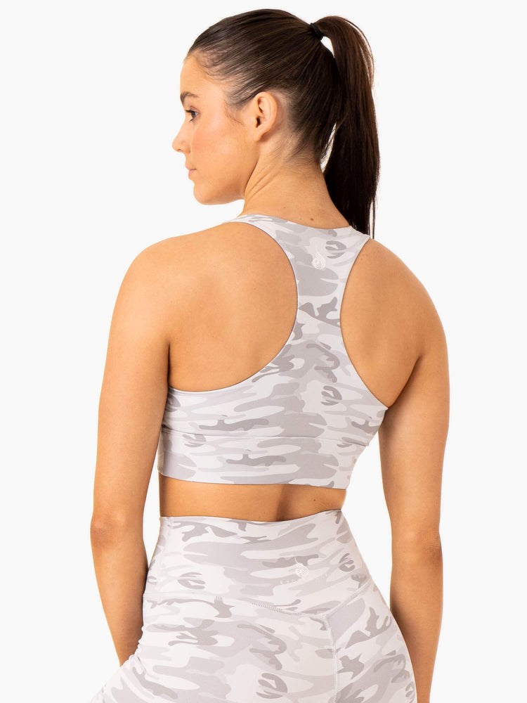 Ryderwear Base Racer Back Sports Bra Szare Camo | FRHEPZ314