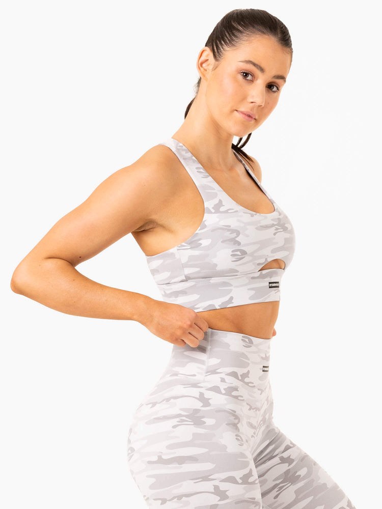 Ryderwear Base Racer Back Sports Bra Szare Camo | FRHEPZ314