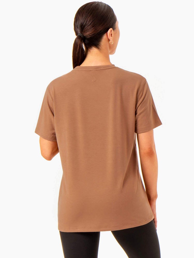 Ryderwear Boyfriend Longline T-Shirt Mocha | KLWGTS298