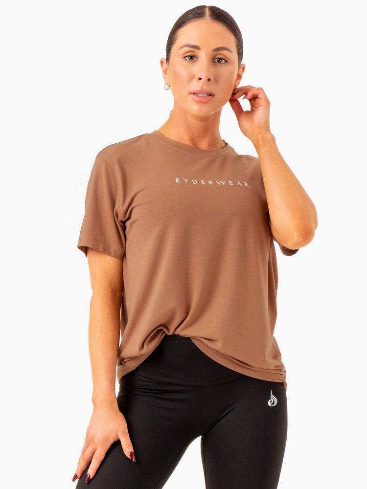 Ryderwear Boyfriend Longline T-Shirt Mocha | KLWGTS298