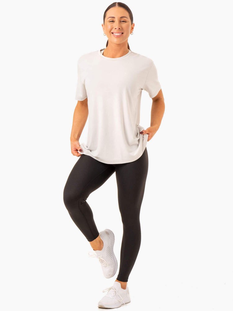 Ryderwear Boyfriend Longline T-Shirt Szare | HDIBKV764