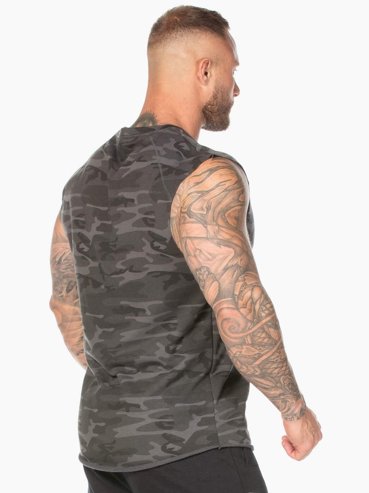 Ryderwear Camo Fleece Tank Czarne Camo | QOBVFZ058