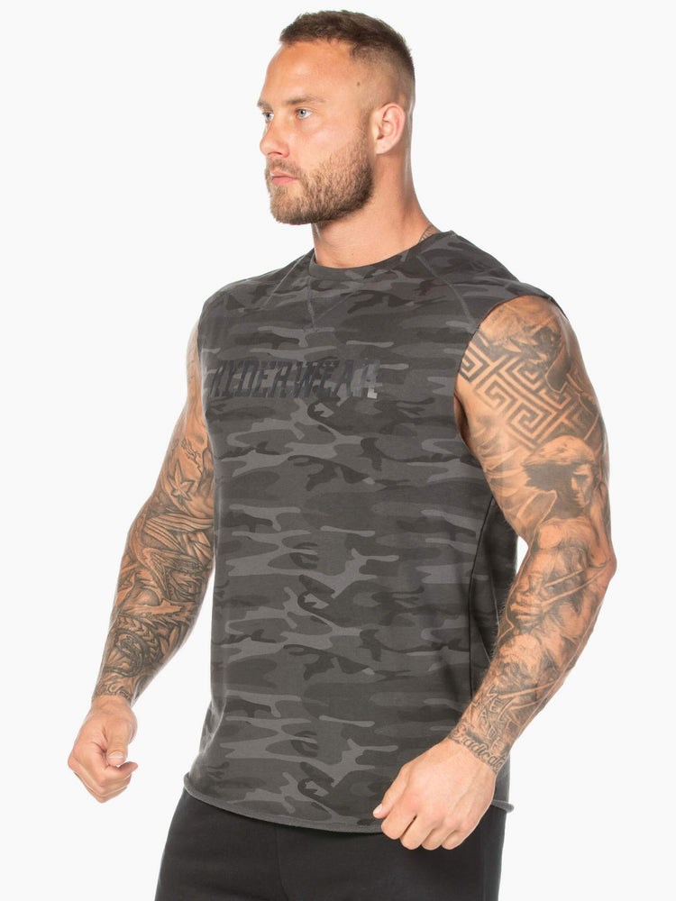 Ryderwear Camo Fleece Tank Czarne Camo | QOBVFZ058