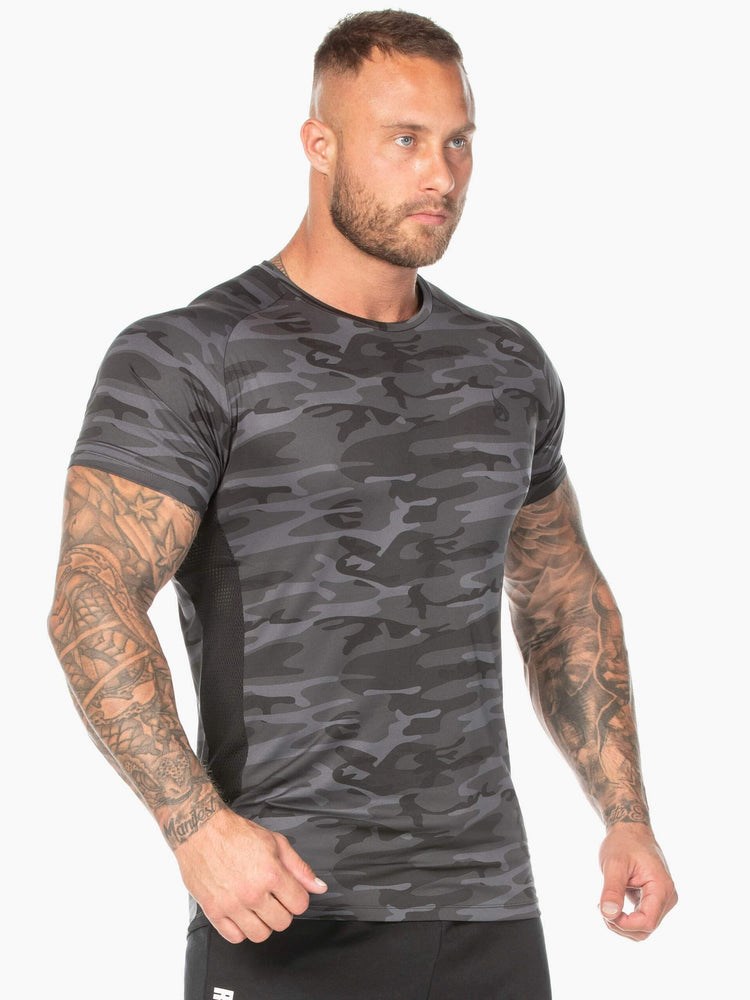 Ryderwear Camo Mesh T-Shirt Czarne Camo | NGRWVU257