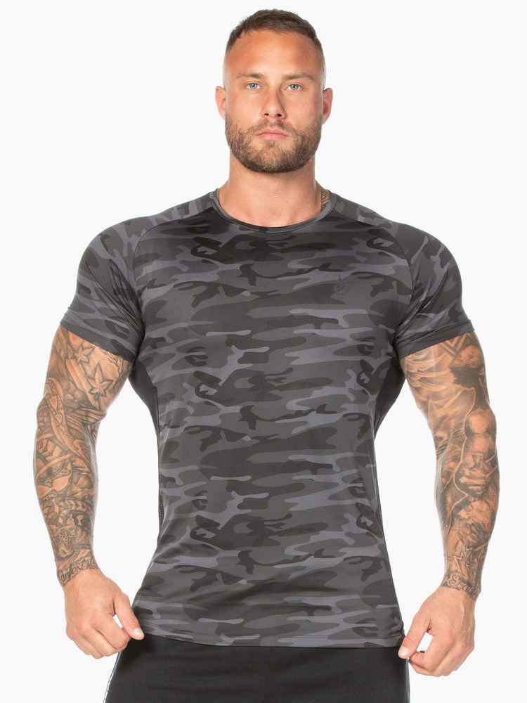 Ryderwear Camo Mesh T-Shirt Czarne Camo | NGRWVU257