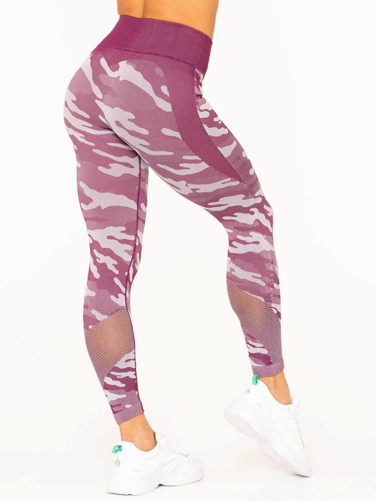 Ryderwear Camo Seamless High Waisted Leggings Bordowe Camo | ISGNYV358