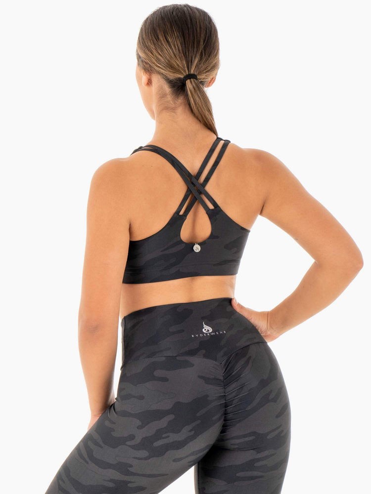 Ryderwear Camo Sports Bra Czarne Camo | VGMZRX395