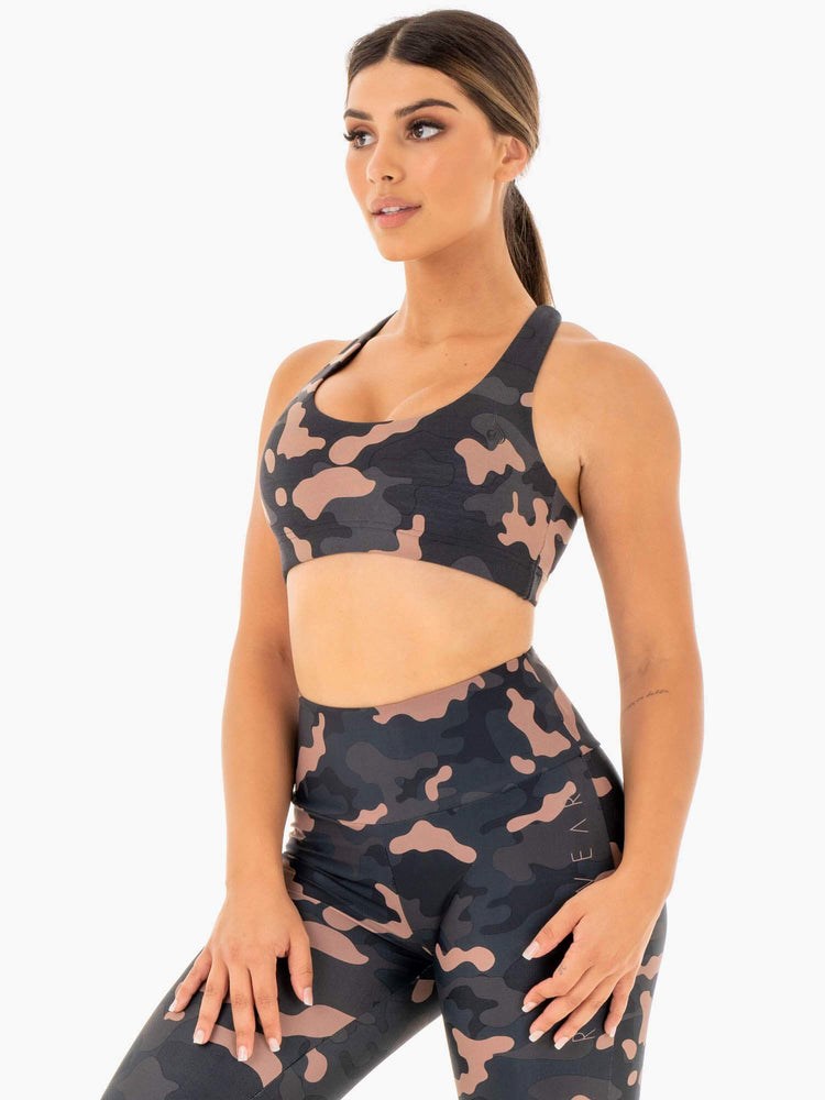 Ryderwear Camo Sports Bra Różowe Camo | AVCSTM276