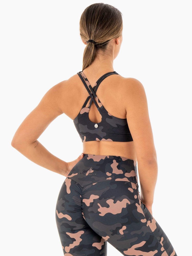 Ryderwear Camo Sports Bra Różowe Camo | AVCSTM276