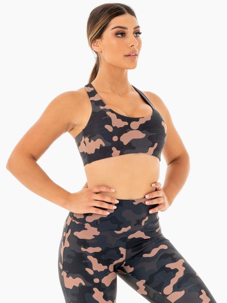 Ryderwear Camo Sports Bra Różowe Camo | AVCSTM276